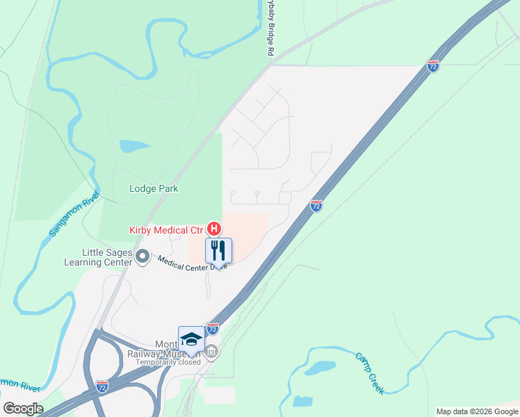 map of restaurants, bars, coffee shops, grocery stores, and more near 31 Lodge Trail in Monticello