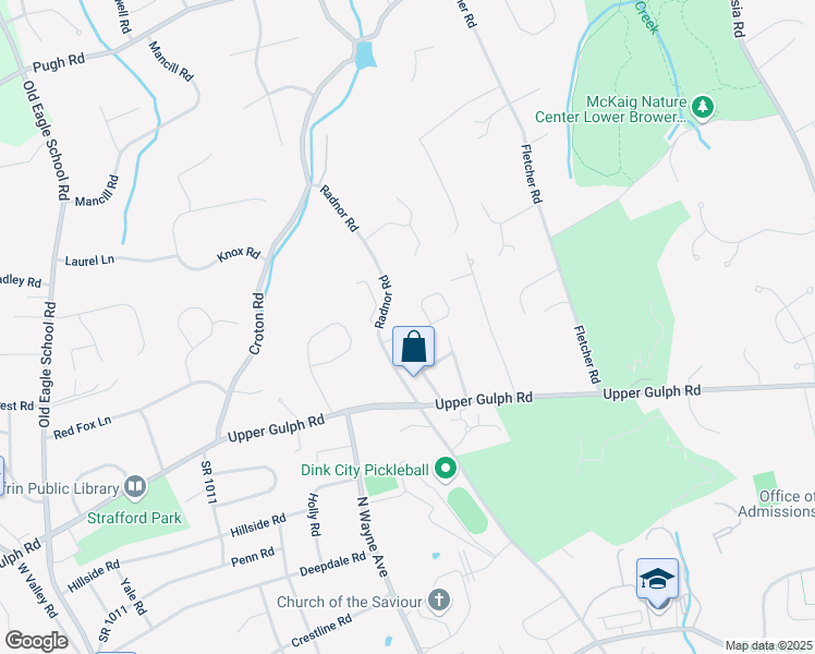 map of restaurants, bars, coffee shops, grocery stores, and more near 1116 Brian's Way in Wayne