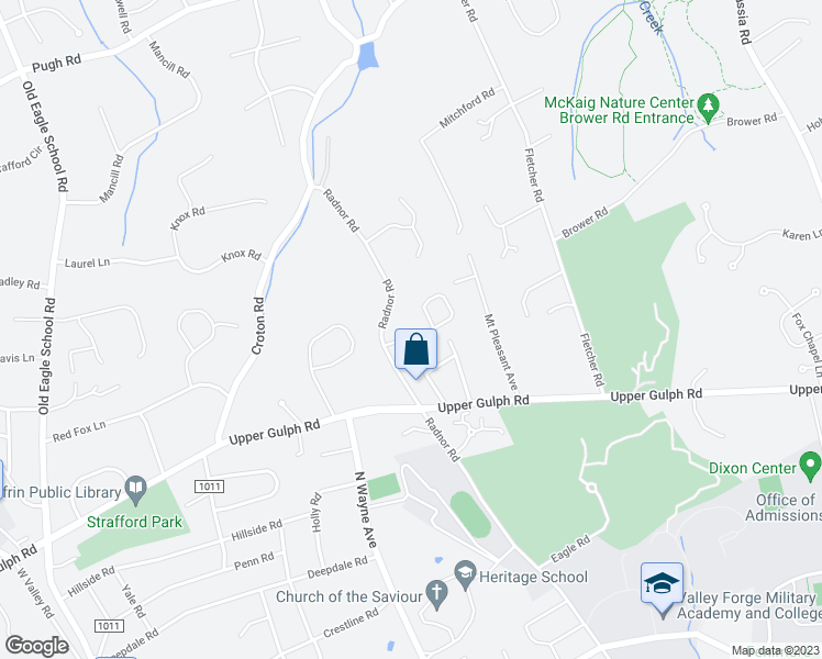 map of restaurants, bars, coffee shops, grocery stores, and more near 1116 Brian's Way in Wayne