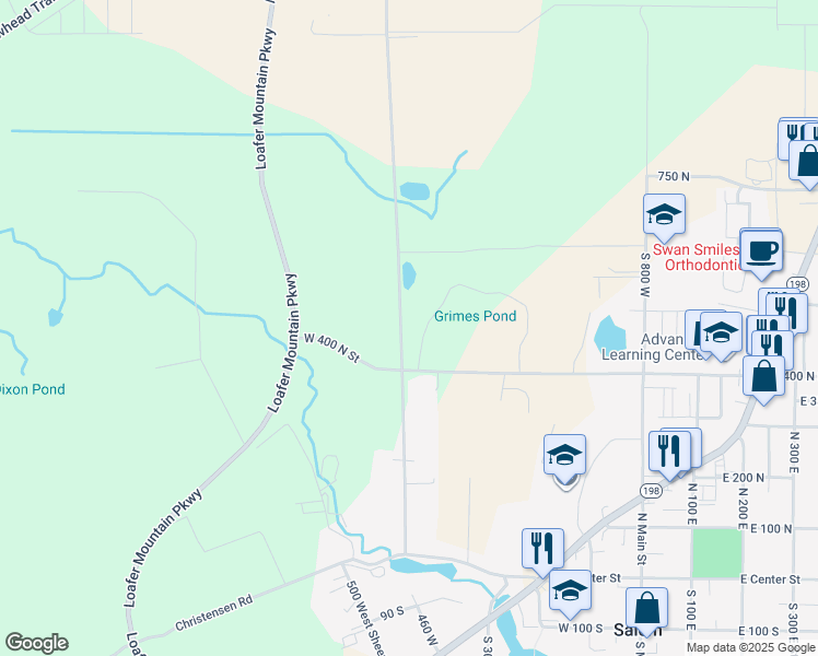 map of restaurants, bars, coffee shops, grocery stores, and more near 468 North 460 West in Salem