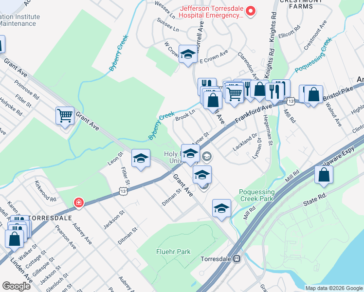 map of restaurants, bars, coffee shops, grocery stores, and more near 3978 Stevenson Street in Philadelphia