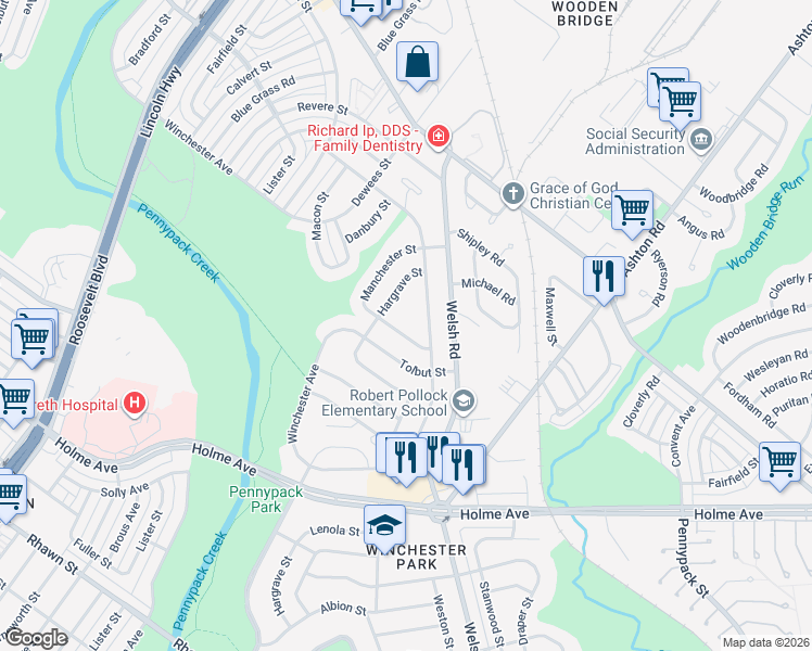 map of restaurants, bars, coffee shops, grocery stores, and more near 2723 Taunton Street in Philadelphia