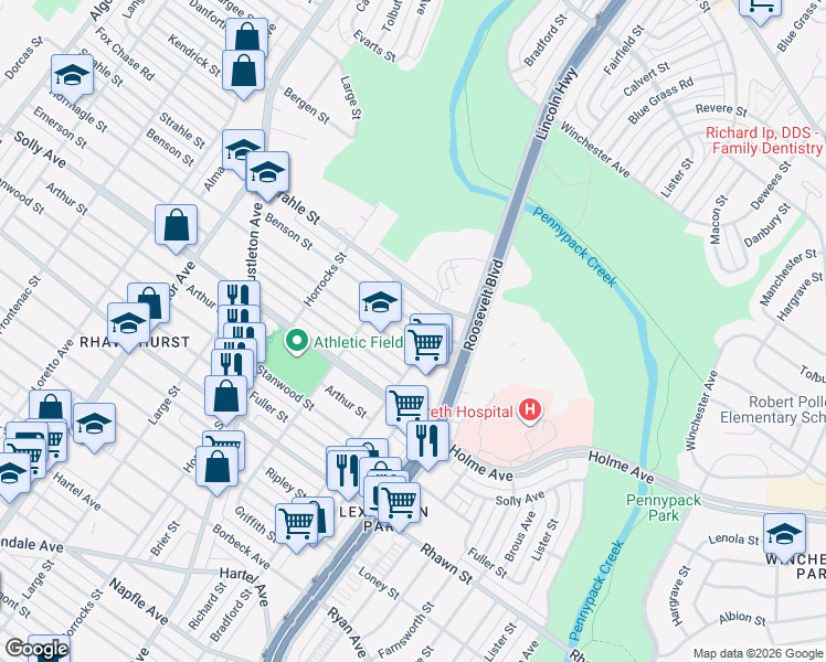 map of restaurants, bars, coffee shops, grocery stores, and more near 2338 Benson Street in Philadelphia