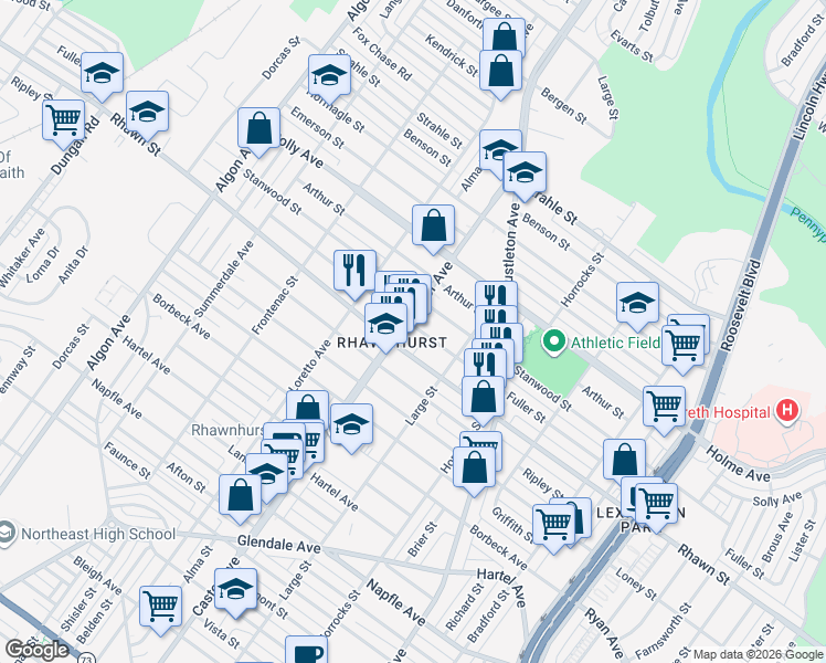 map of restaurants, bars, coffee shops, grocery stores, and more near in Philadelphia