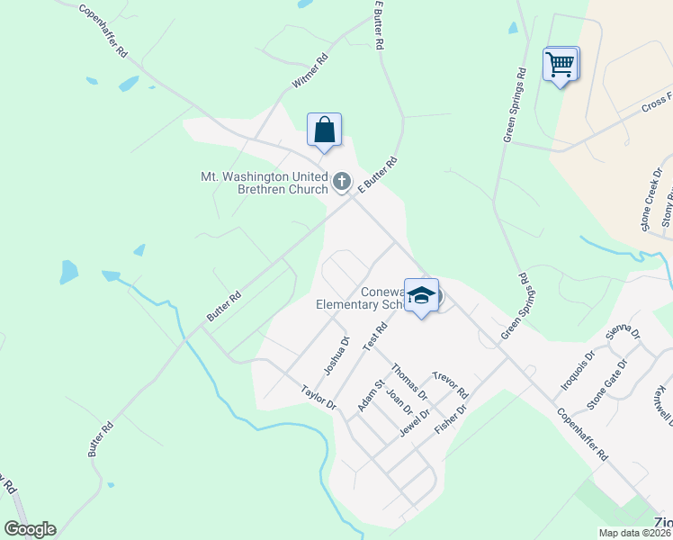 map of restaurants, bars, coffee shops, grocery stores, and more near 65 Evan Drive in York