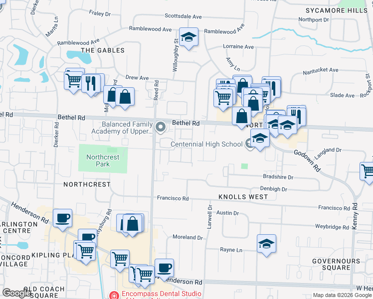 map of restaurants, bars, coffee shops, grocery stores, and more near 5096 Sansom Court in Columbus