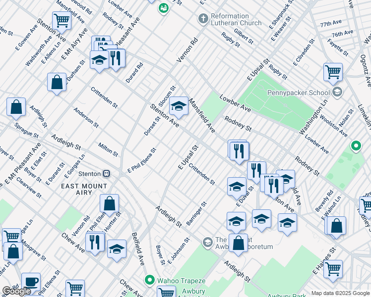 map of restaurants, bars, coffee shops, grocery stores, and more near 810 East Sharpnack Street in Philadelphia