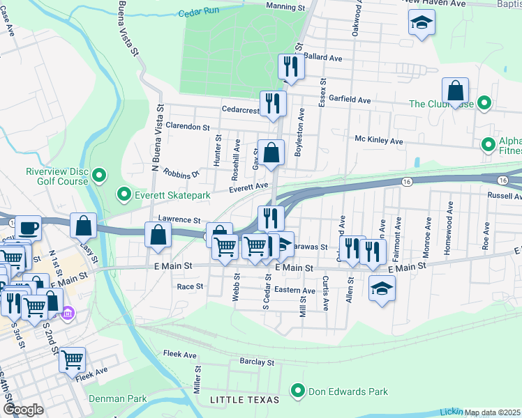 map of restaurants, bars, coffee shops, grocery stores, and more near 235 Redwood Drive in Newark
