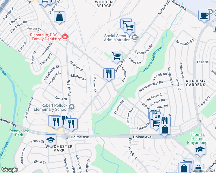 map of restaurants, bars, coffee shops, grocery stores, and more near 2801 Tremont Street in Philadelphia