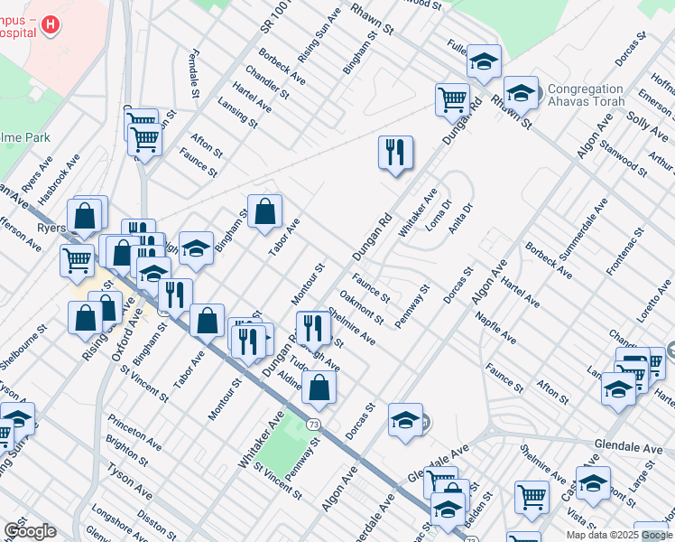 map of restaurants, bars, coffee shops, grocery stores, and more near 1314 Faunce Street in Philadelphia