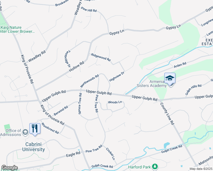 map of restaurants, bars, coffee shops, grocery stores, and more near 38 Northwoods Road in Wayne