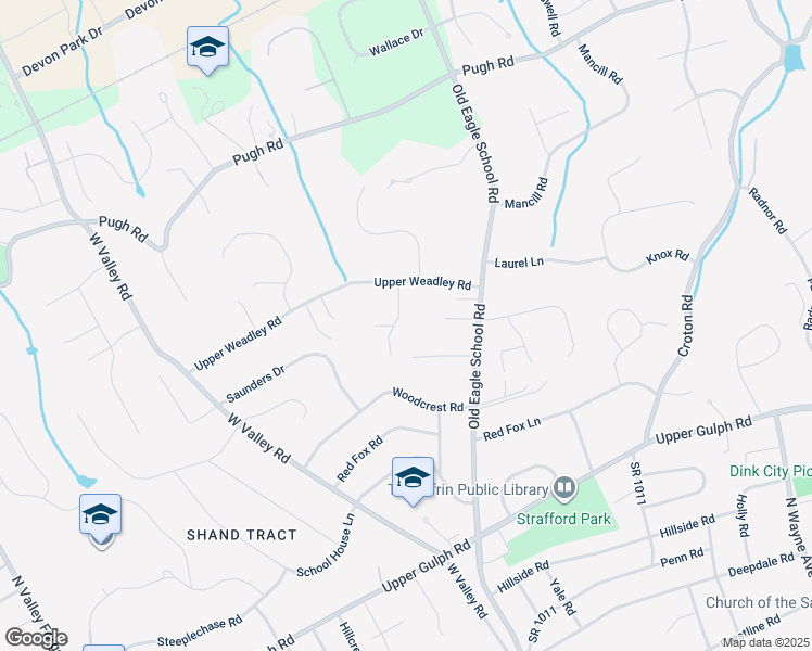 map of restaurants, bars, coffee shops, grocery stores, and more near 551 Barton Lane in Wayne