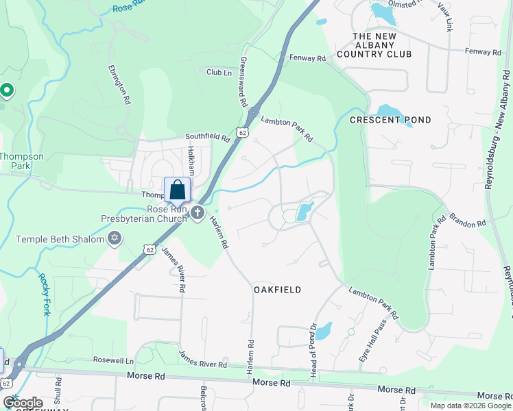 map of restaurants, bars, coffee shops, grocery stores, and more near 7253 Biddick Court in New Albany