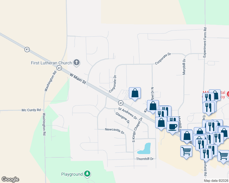 map of restaurants, bars, coffee shops, grocery stores, and more near 2900 Corporate Drive in Troy