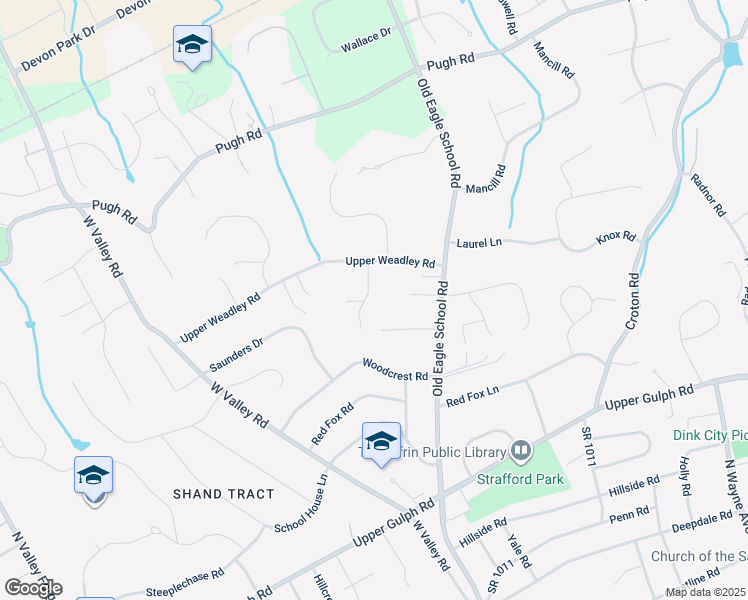map of restaurants, bars, coffee shops, grocery stores, and more near 551 Barton Lane in Wayne