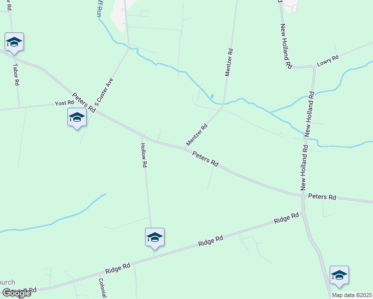 map of restaurants, bars, coffee shops, grocery stores, and more near Peters Road in Lancaster County