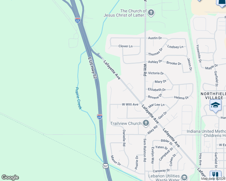 map of restaurants, bars, coffee shops, grocery stores, and more near 1711 Danielle Road in Lebanon