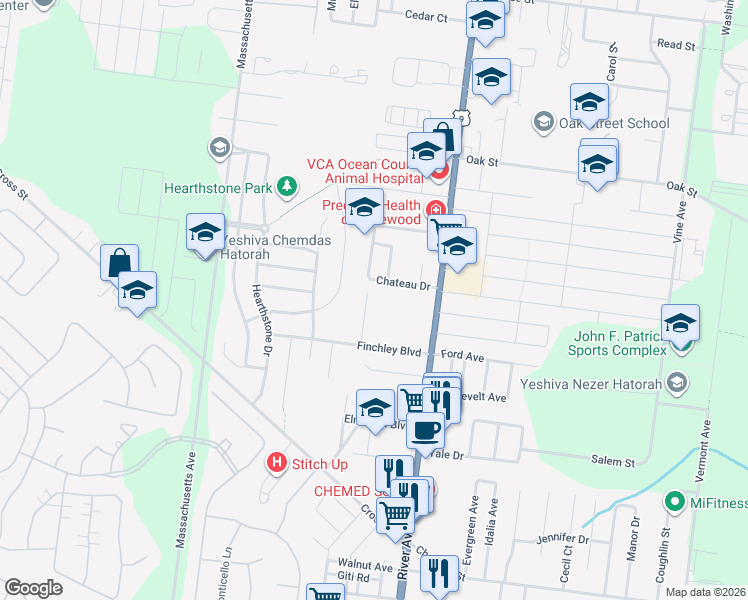 map of restaurants, bars, coffee shops, grocery stores, and more near 962 River Avenue in Lakewood