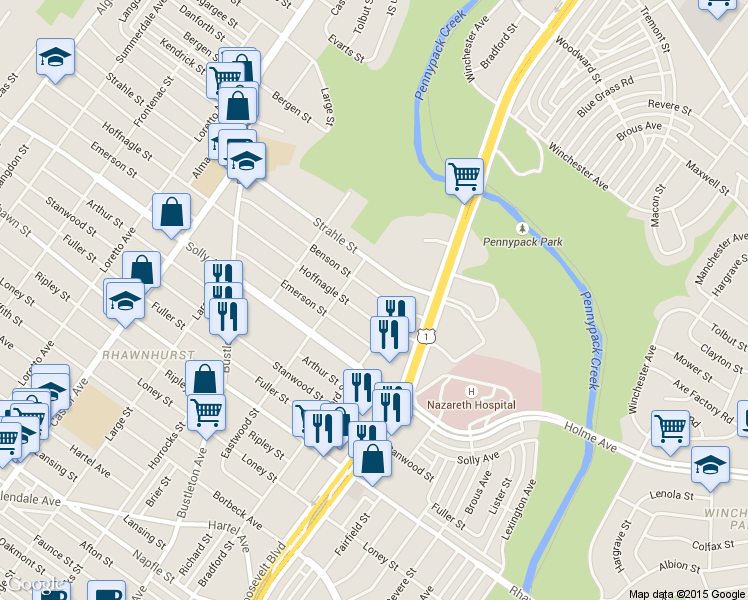 map of restaurants, bars, coffee shops, grocery stores, and more near 2338 Benson Street in Philadelphia