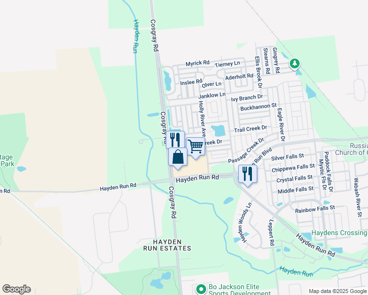 map of restaurants, bars, coffee shops, grocery stores, and more near 6013 Canyon Creek Drive in Dublin