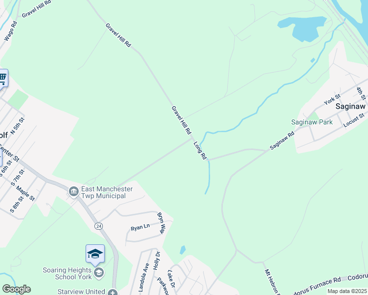 map of restaurants, bars, coffee shops, grocery stores, and more near 245 Long Road in Mount Wolf