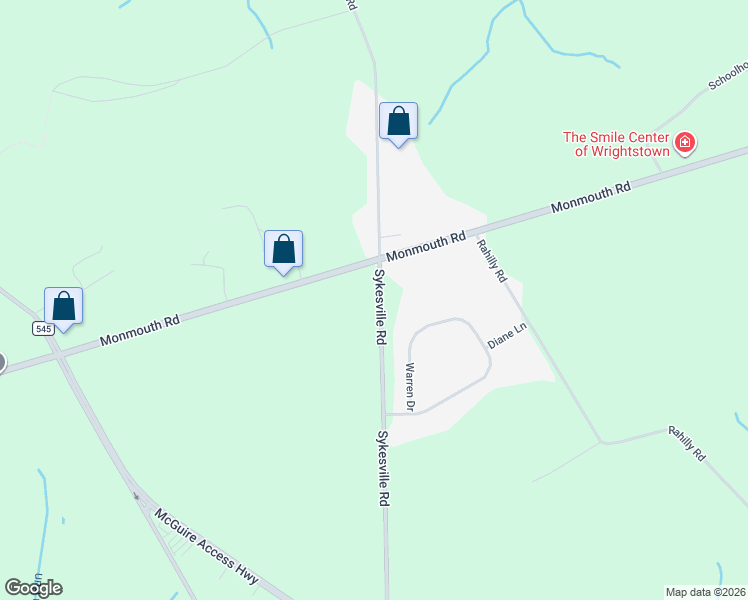 map of restaurants, bars, coffee shops, grocery stores, and more near 308 Sykesville Road in Chesterfield Township