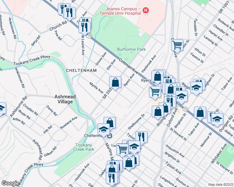 map of restaurants, bars, coffee shops, grocery stores, and more near 302 Ryers Avenue in Montgomery County