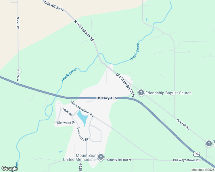 map of restaurants, bars, coffee shops, grocery stores, and more near 2228 US Highway 136 in Crawfordsville