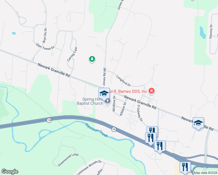 map of restaurants, bars, coffee shops, grocery stores, and more near 1953 Newark Granville Road in Granville