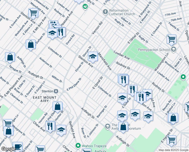 map of restaurants, bars, coffee shops, grocery stores, and more near 813 East Sharpnack Street in Philadelphia