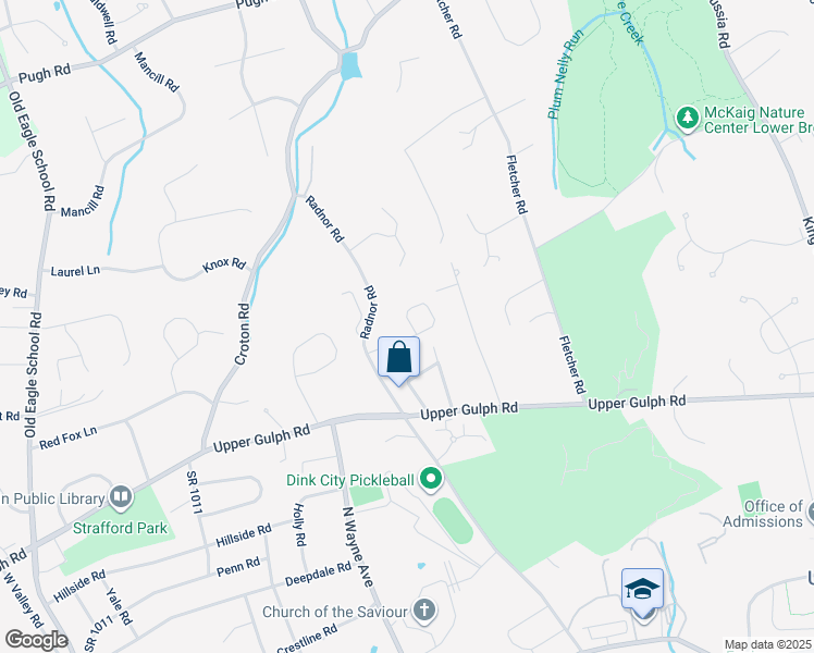 map of restaurants, bars, coffee shops, grocery stores, and more near 1130 Brian's Way in Wayne