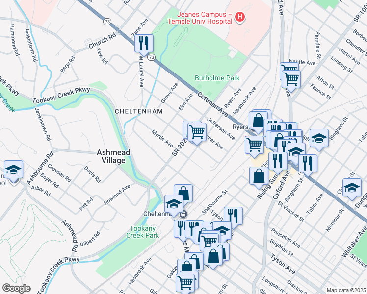 map of restaurants, bars, coffee shops, grocery stores, and more near 315 Central Avenue in Montgomery County