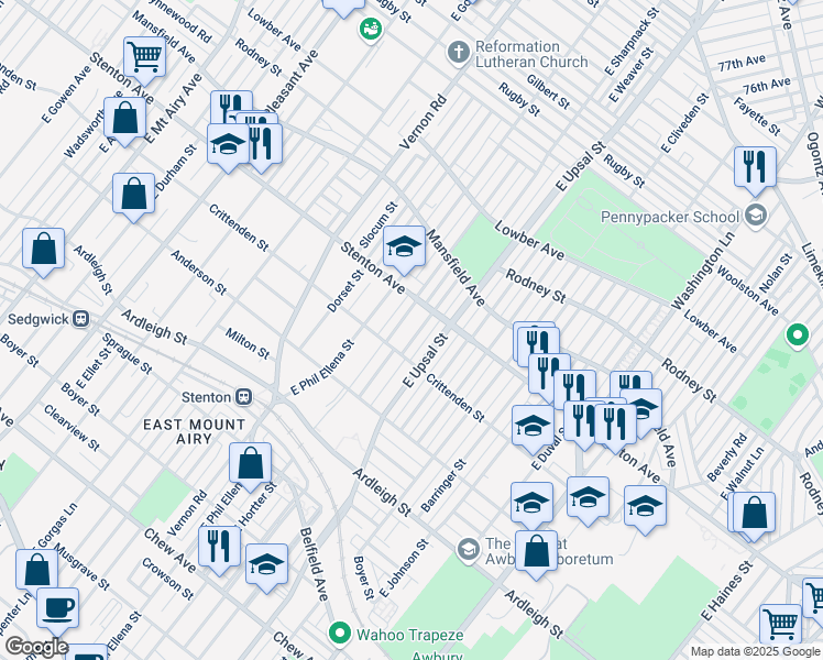 map of restaurants, bars, coffee shops, grocery stores, and more near 813 East Sharpnack Street in Philadelphia