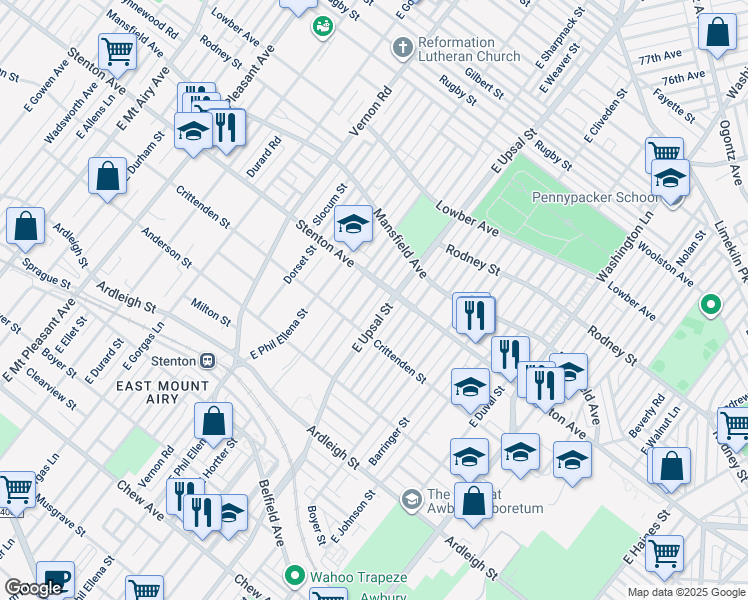 map of restaurants, bars, coffee shops, grocery stores, and more near 818 East Sharpnack Street in Philadelphia