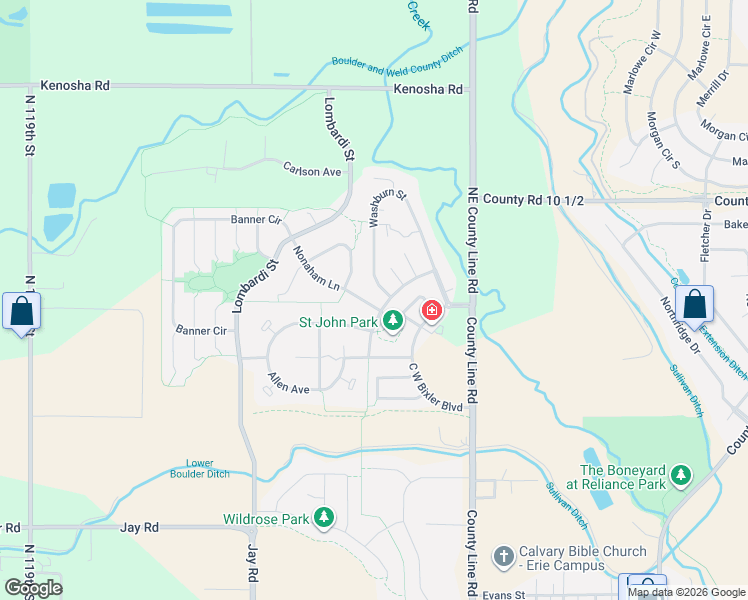 map of restaurants, bars, coffee shops, grocery stores, and more near 1236 Nonaham Lane in Erie