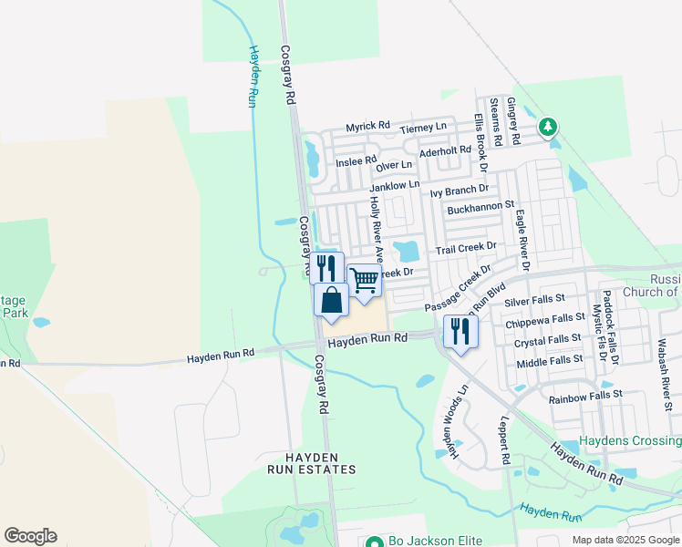 map of restaurants, bars, coffee shops, grocery stores, and more near 6013 Canyon Creek Drive in Dublin