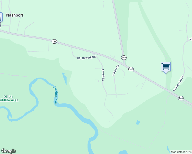 map of restaurants, bars, coffee shops, grocery stores, and more near 7340 Waldeck Drive in Nashport