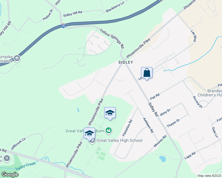 map of restaurants, bars, coffee shops, grocery stores, and more near 273 Phoenixville Pike in Malvern