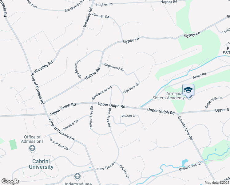 map of restaurants, bars, coffee shops, grocery stores, and more near 310 Pine Tree Road in Wayne