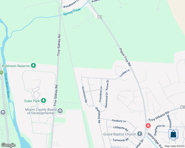 map of restaurants, bars, coffee shops, grocery stores, and more near 688 Loxley Lane in Troy