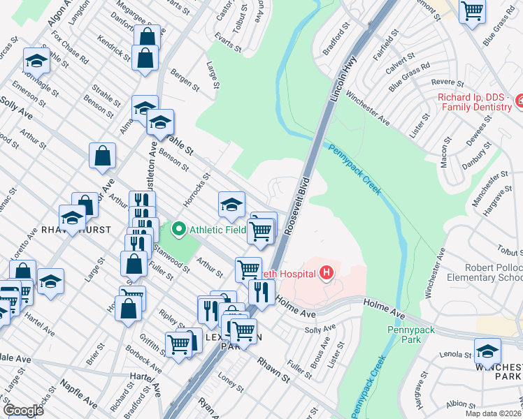 map of restaurants, bars, coffee shops, grocery stores, and more near 2338 Benson Street in Philadelphia