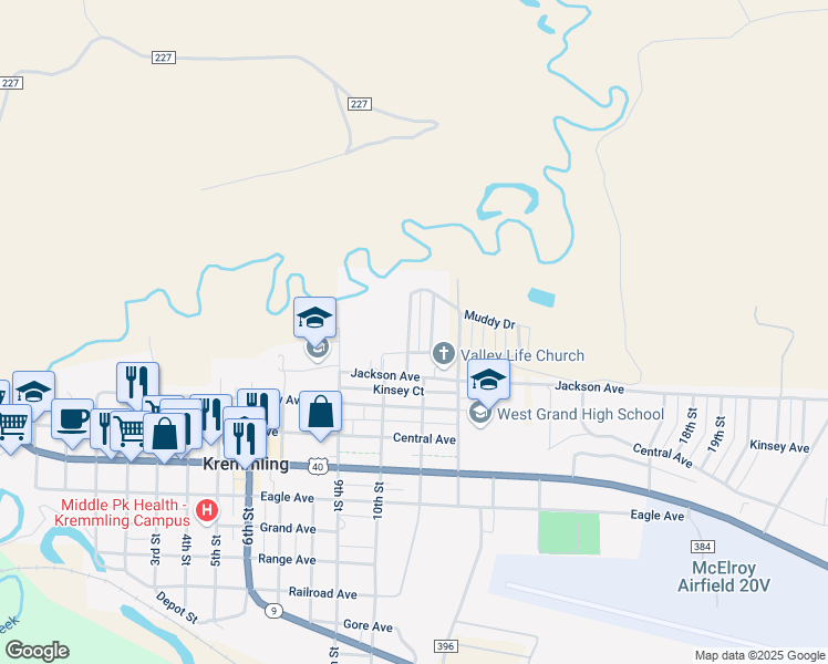 map of restaurants, bars, coffee shops, grocery stores, and more near 510 North 10th Street in Kremmling