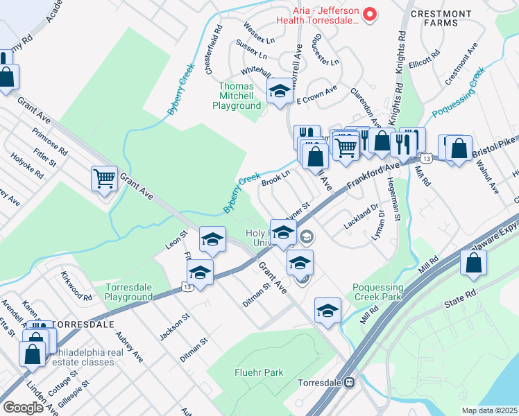 map of restaurants, bars, coffee shops, grocery stores, and more near 3946 Stevenson Street in Philadelphia