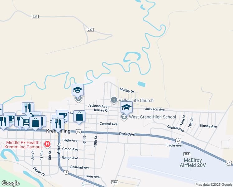 map of restaurants, bars, coffee shops, grocery stores, and more near 513 11th Street in Kremmling