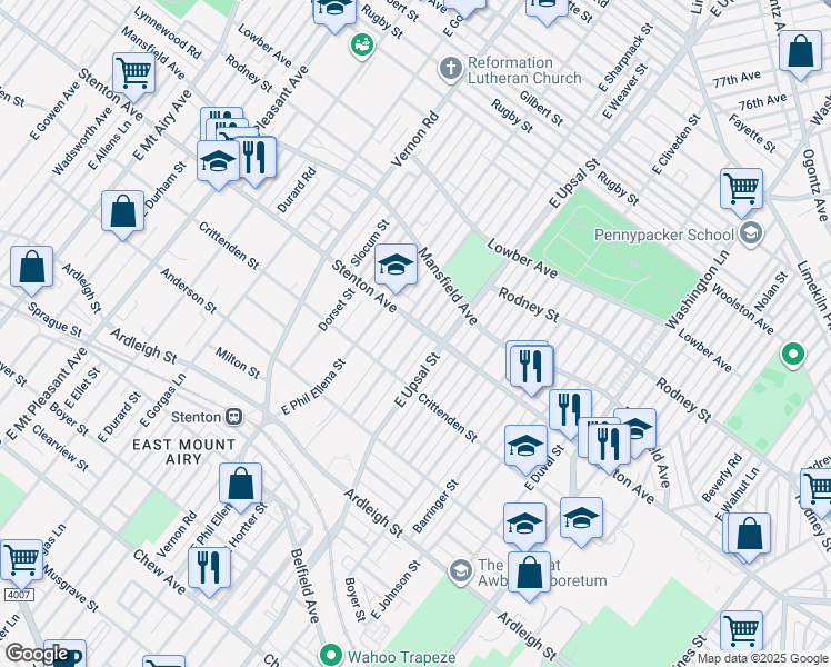 map of restaurants, bars, coffee shops, grocery stores, and more near 825 East Sharpnack Street in Philadelphia