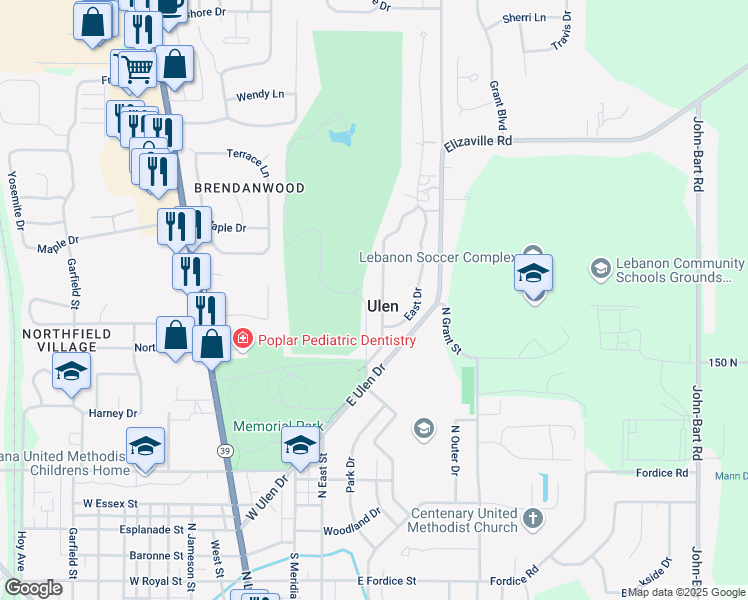 map of restaurants, bars, coffee shops, grocery stores, and more near in Ulen