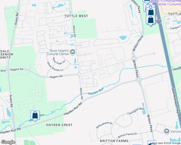 map of restaurants, bars, coffee shops, grocery stores, and more near 4840 Landview Drive in Dublin