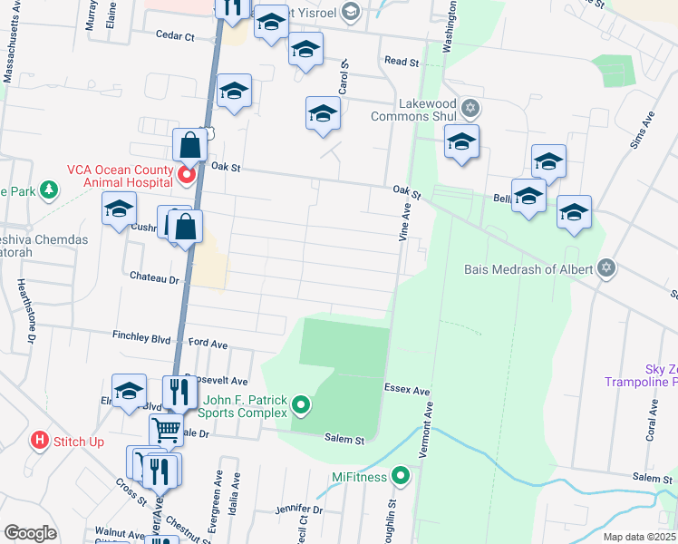 map of restaurants, bars, coffee shops, grocery stores, and more near 70 Wadsworth Avenue in Lakewood