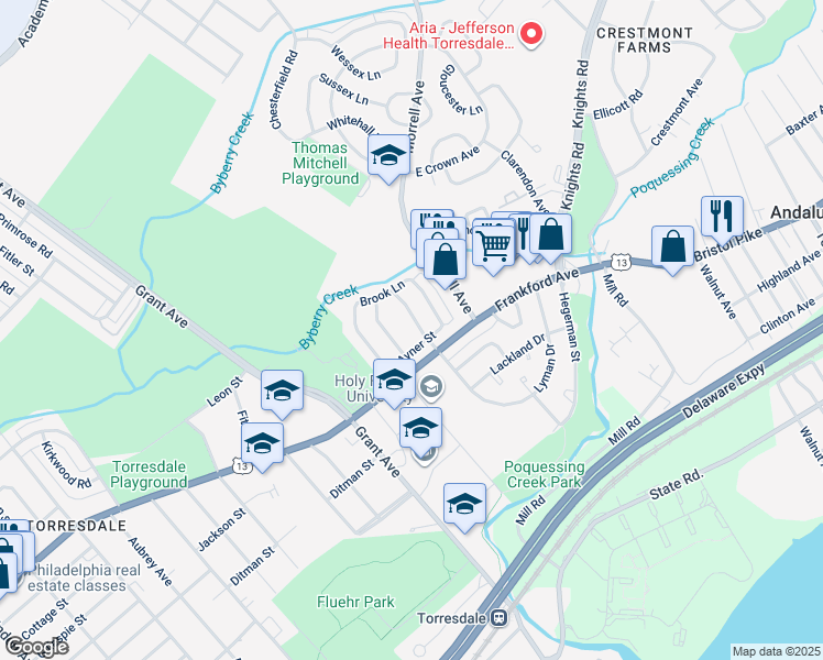 map of restaurants, bars, coffee shops, grocery stores, and more near 3984 Carteret Drive in Philadelphia