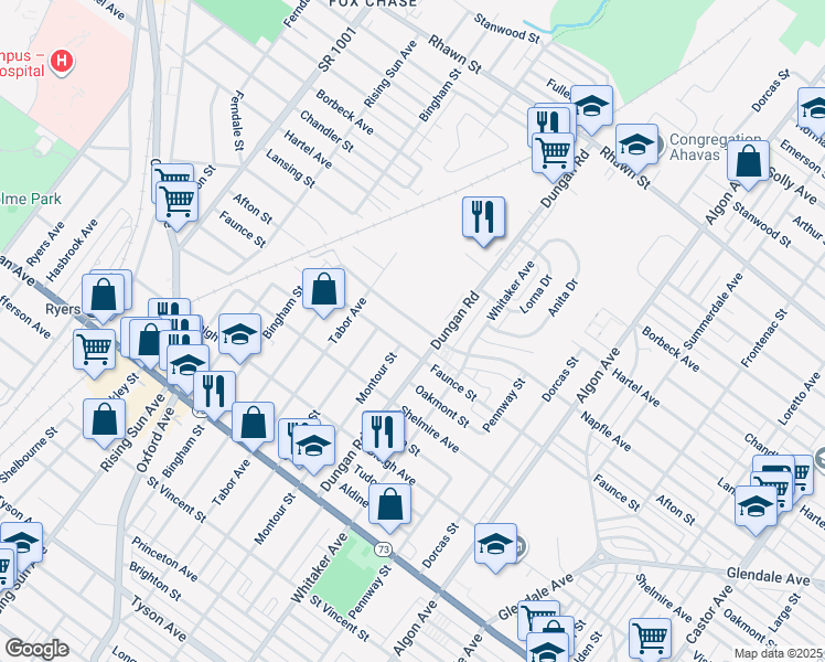 map of restaurants, bars, coffee shops, grocery stores, and more near 1244 Napfle Avenue in Philadelphia
